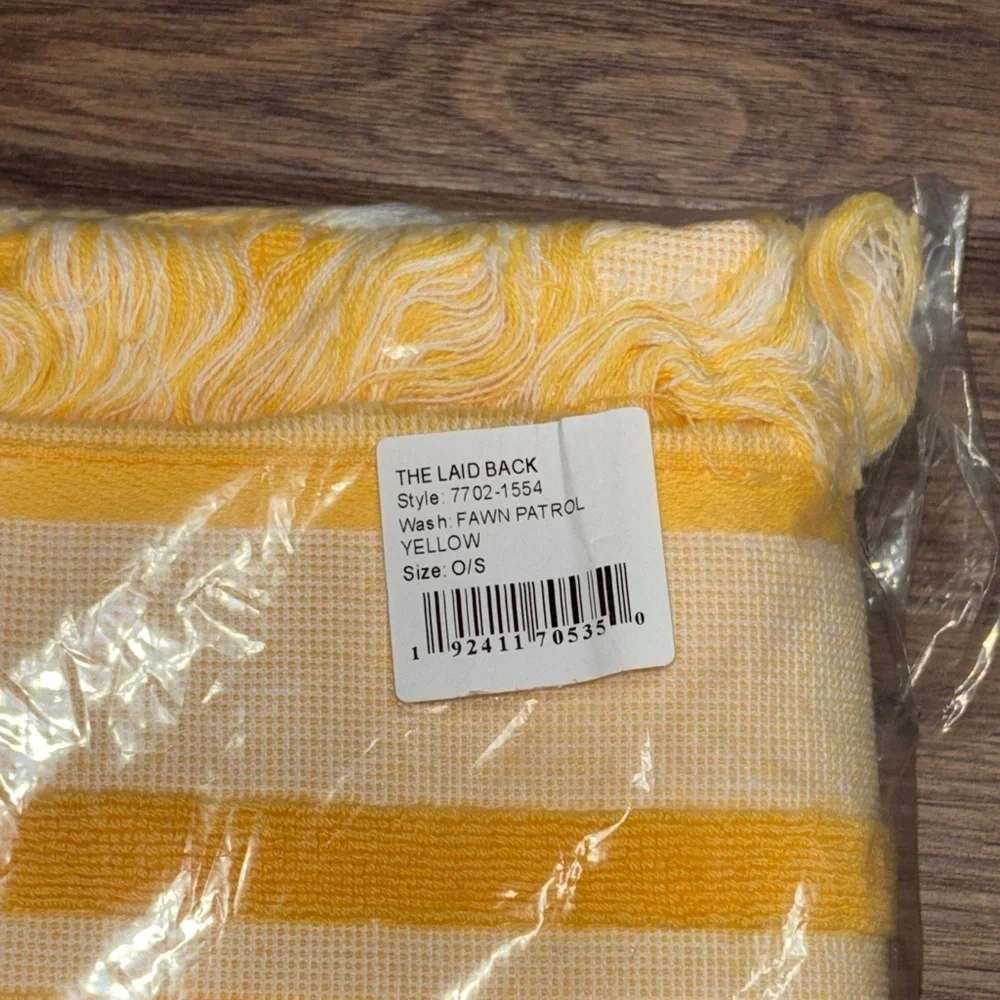 MOTHER The Laid Back Beach Towel Fawn Patrol Yellow Oversized Cotton NWT